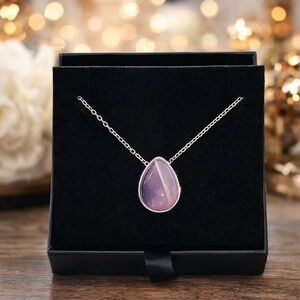Amethyst Teardrop Pendant Cremation Necklace